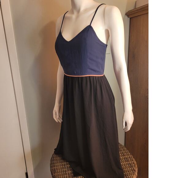 Pixley Sleeveless Maxi Dress Navy, Black & Pink Sz Medium Balletcore Modest - Picture 6 of 10